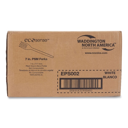 Eco-Products EcoSense Renewable Plant Starch Cutlery, Fork, 7", PK1000 HY-S002